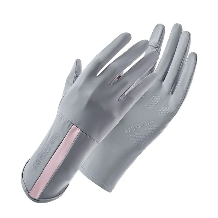 1 Pair XC-14 Riding Driving Sunscreen Anti-UV Fingerless Ice Silk Gloves, Style: Line (Light Gray)