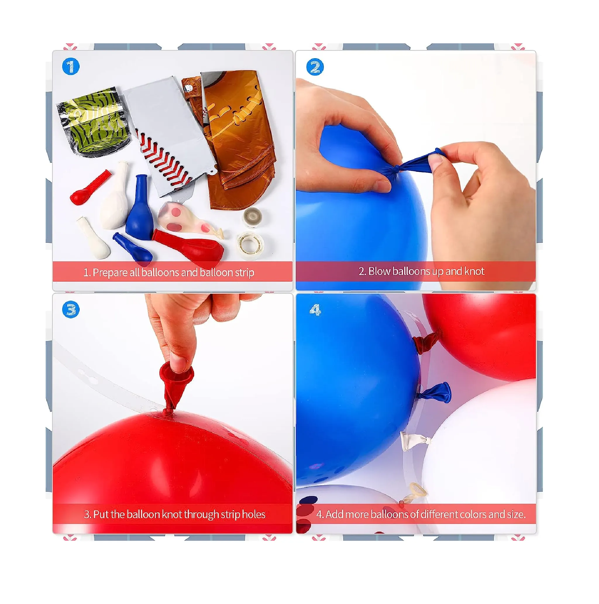 122 Pieces Baseball Balloons Arch Garland Kit 5 12 18 Inch Red Blue White Latex Balloons Confetti Balloons Baseball