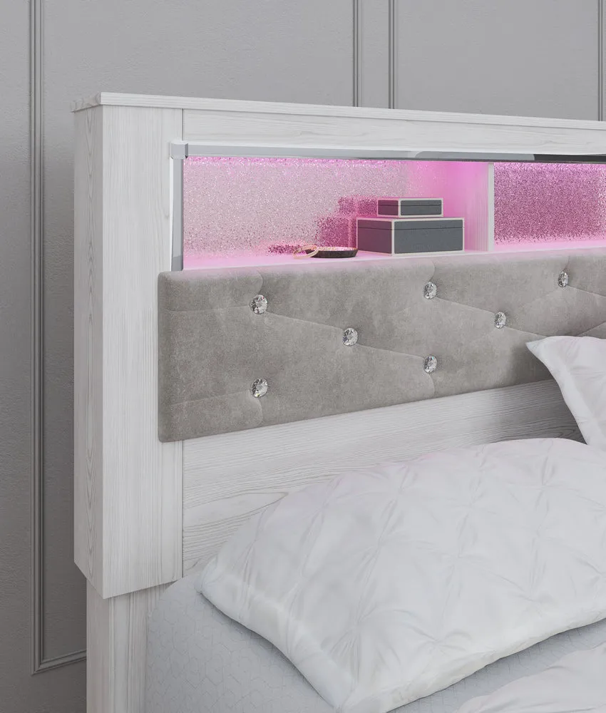 Altyra White Queen Bookcase Bed