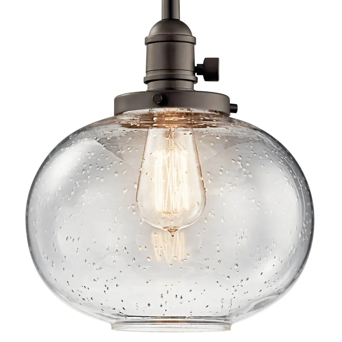 Avery 11" 1-Light Pendant Light with Clear Seeded Glass, Olde Bronze Finish