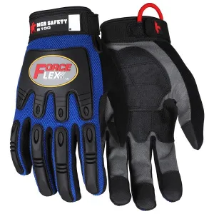 B100XL MCR Safety ForceFlex Mechanics Gloves, X-Large, Synthetic, Black/Blue