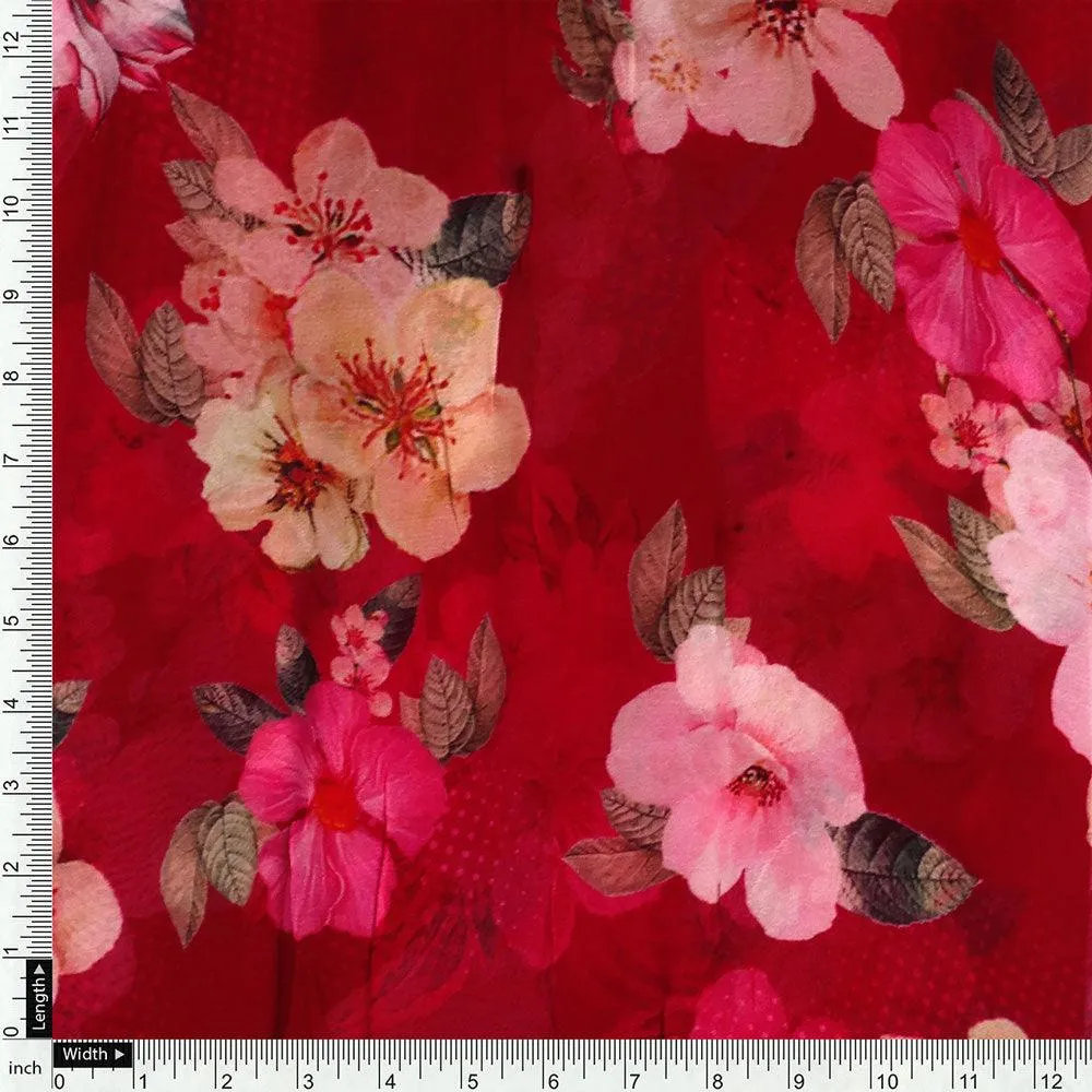 Big Narcissus Multi Colour Flower Digital Printed Fabric - Pure Georgette