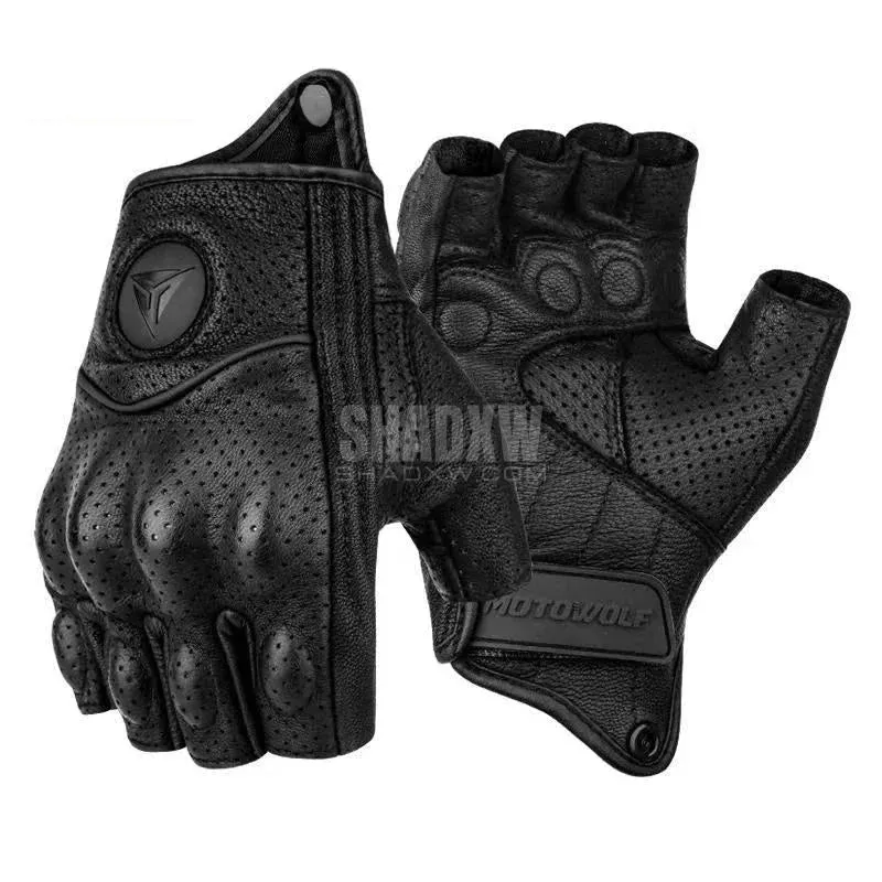 Black Leather Tactical Gloves