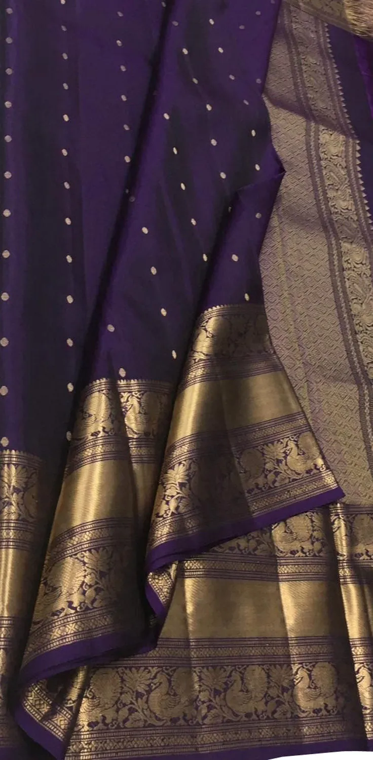 Blue Kanjeevaram Pure Silk Saree: Handloom Elegance