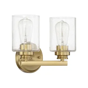 Bolden 2 Light Vanity in Satin Brass