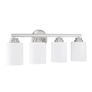 Bolden 4 Light Vanity in Brushed Polished Nickel (White Glass)