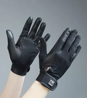 Bordoni Leather Mesh Riding Gloves Black