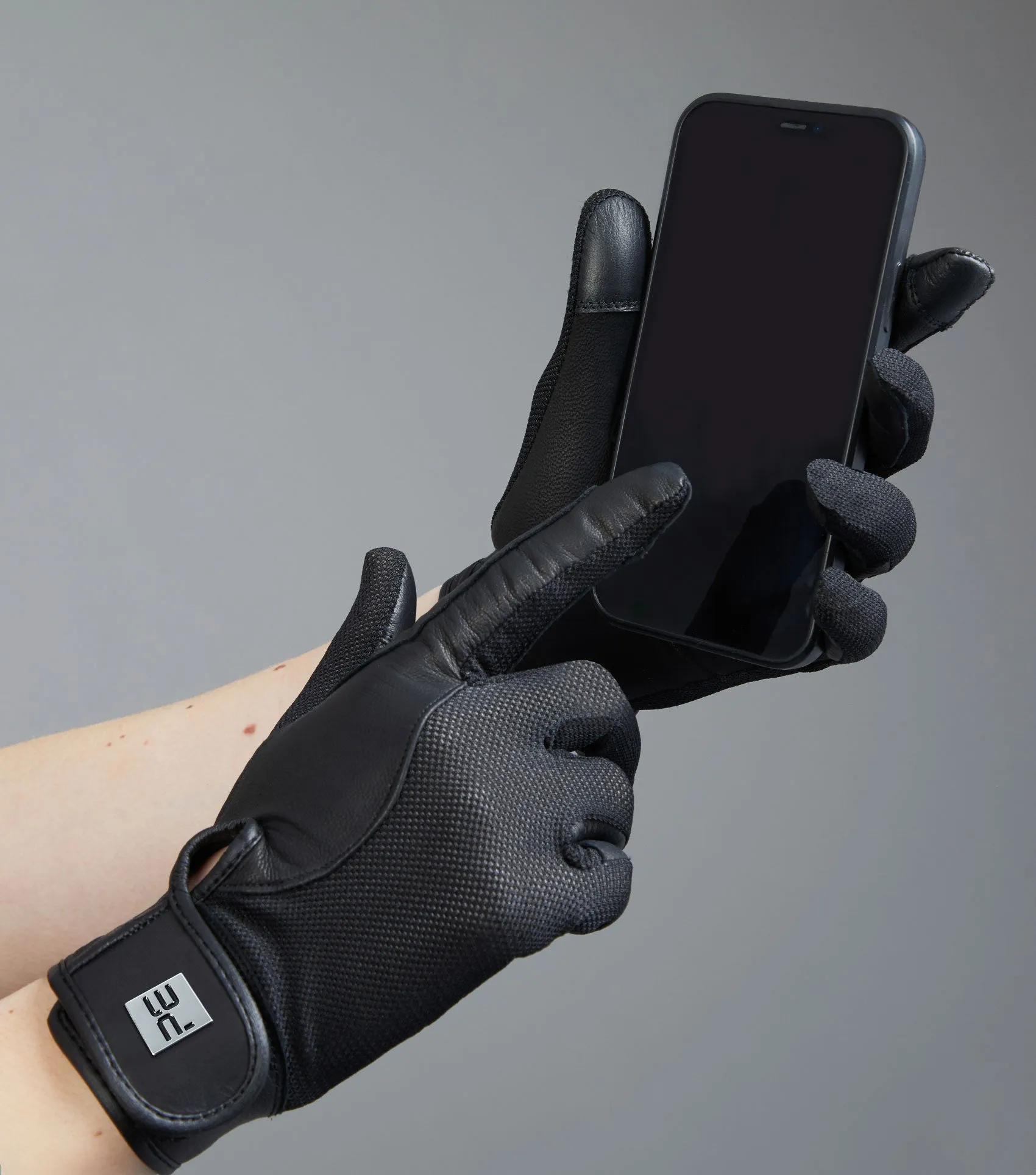 Bordoni Leather Mesh Riding Gloves Black