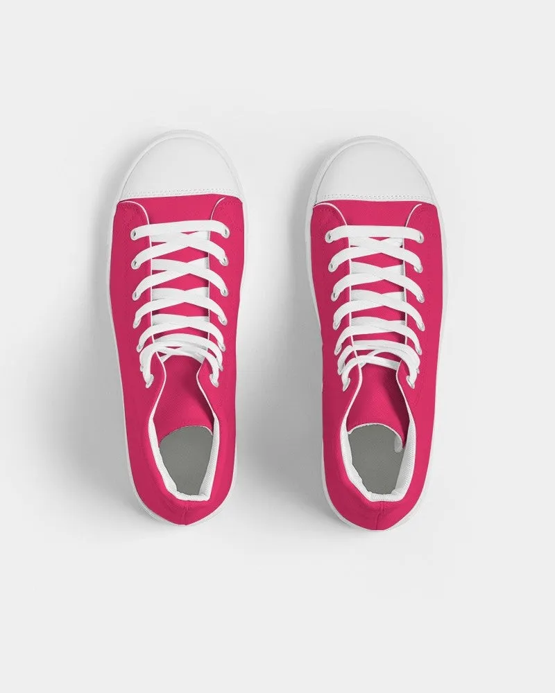 Bright Pink Women's High-top Canvas Sneakers | Women's | Bright Pure Pink | C0M100Y50K0