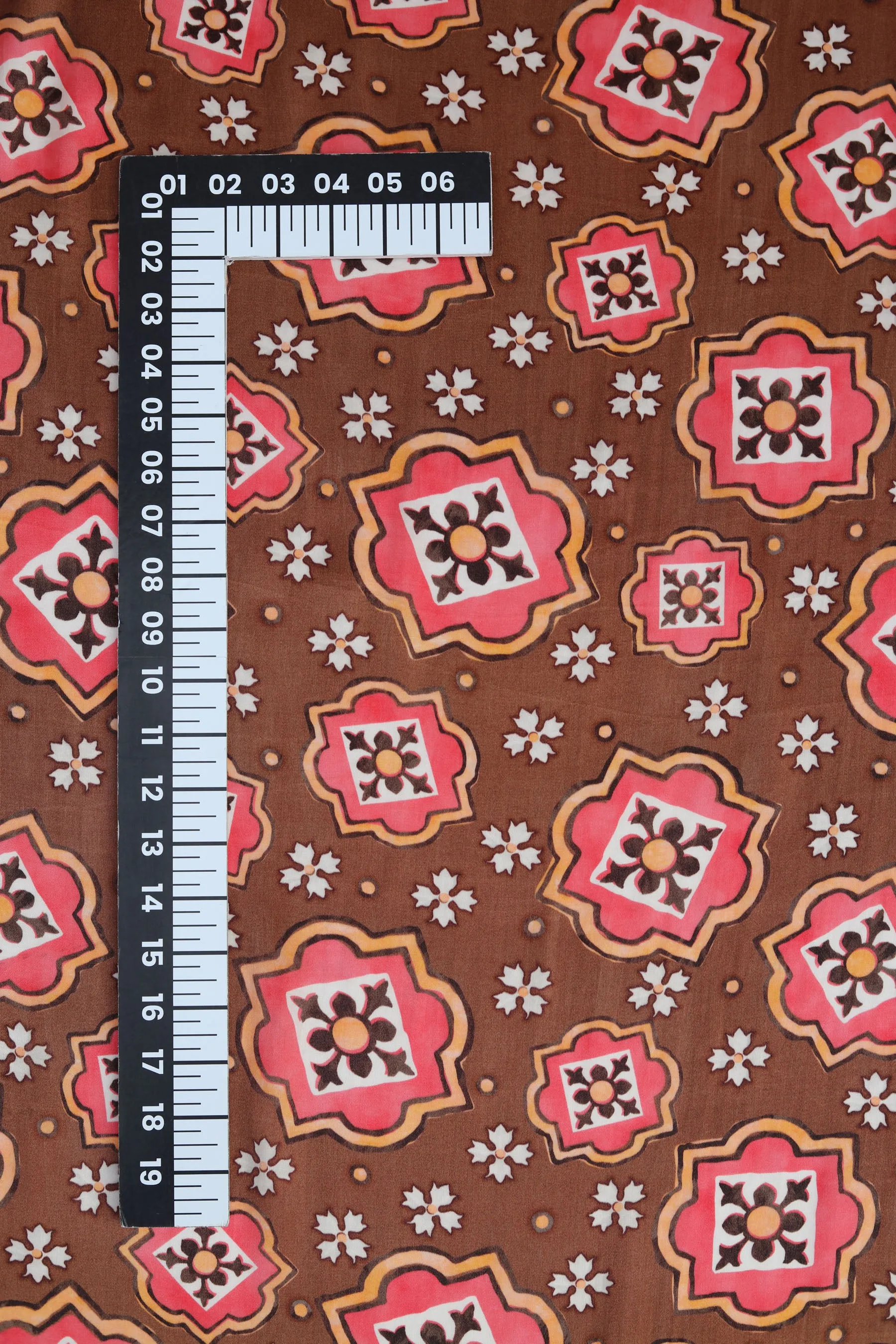 Brown Traditional Printed Gaji Silk Fabric