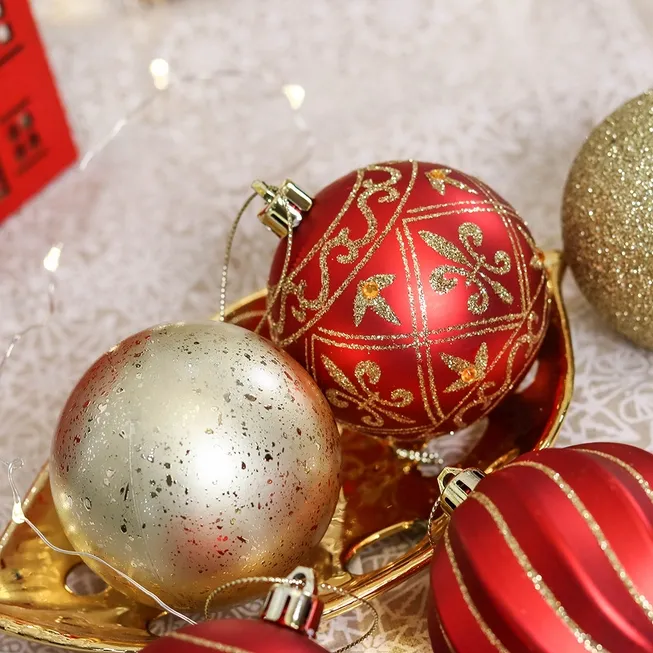 Charming Set of 70 Red and Gold Color Ornament Baubles