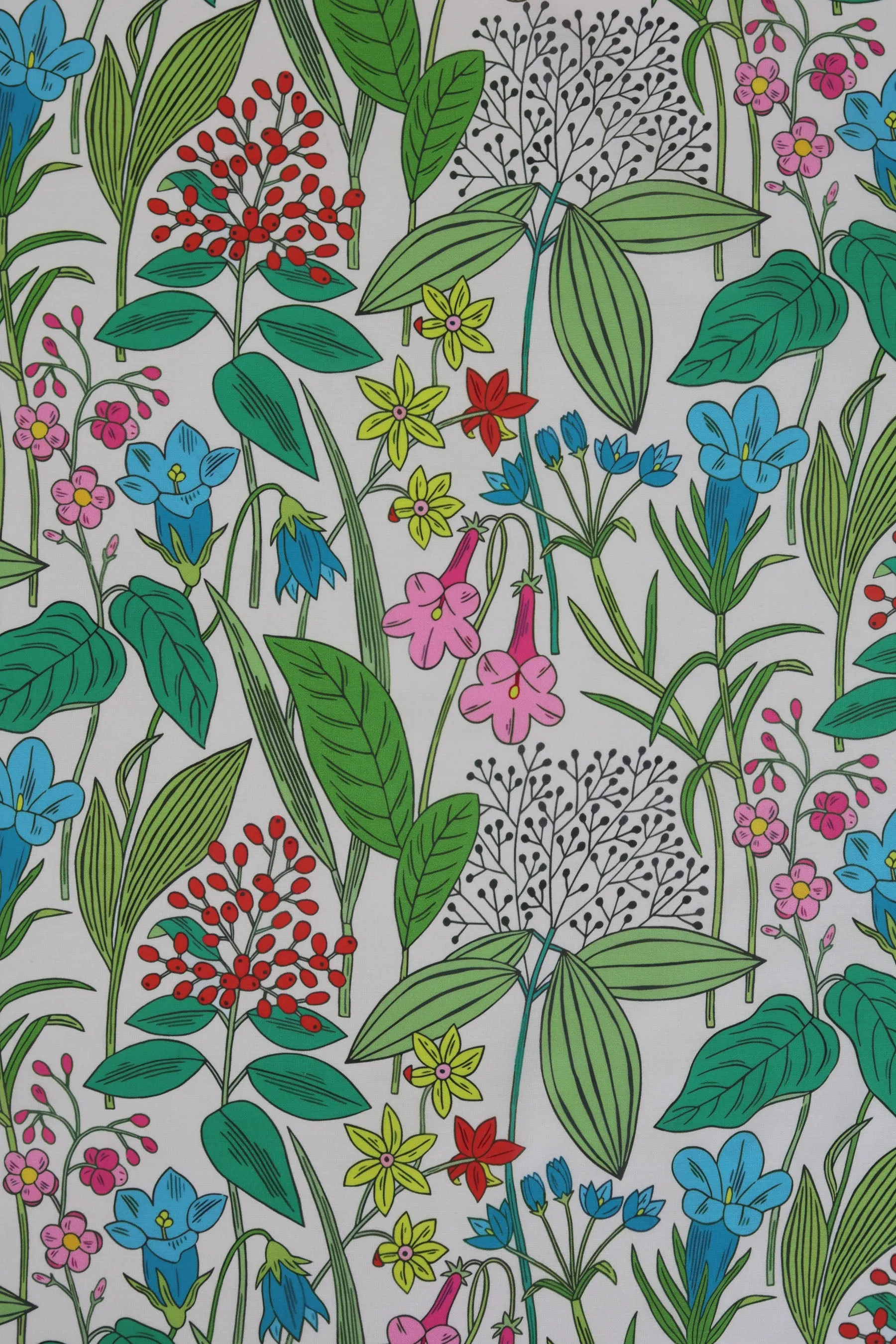 Colorful Botanical Pattern Printed Muslin Fabric