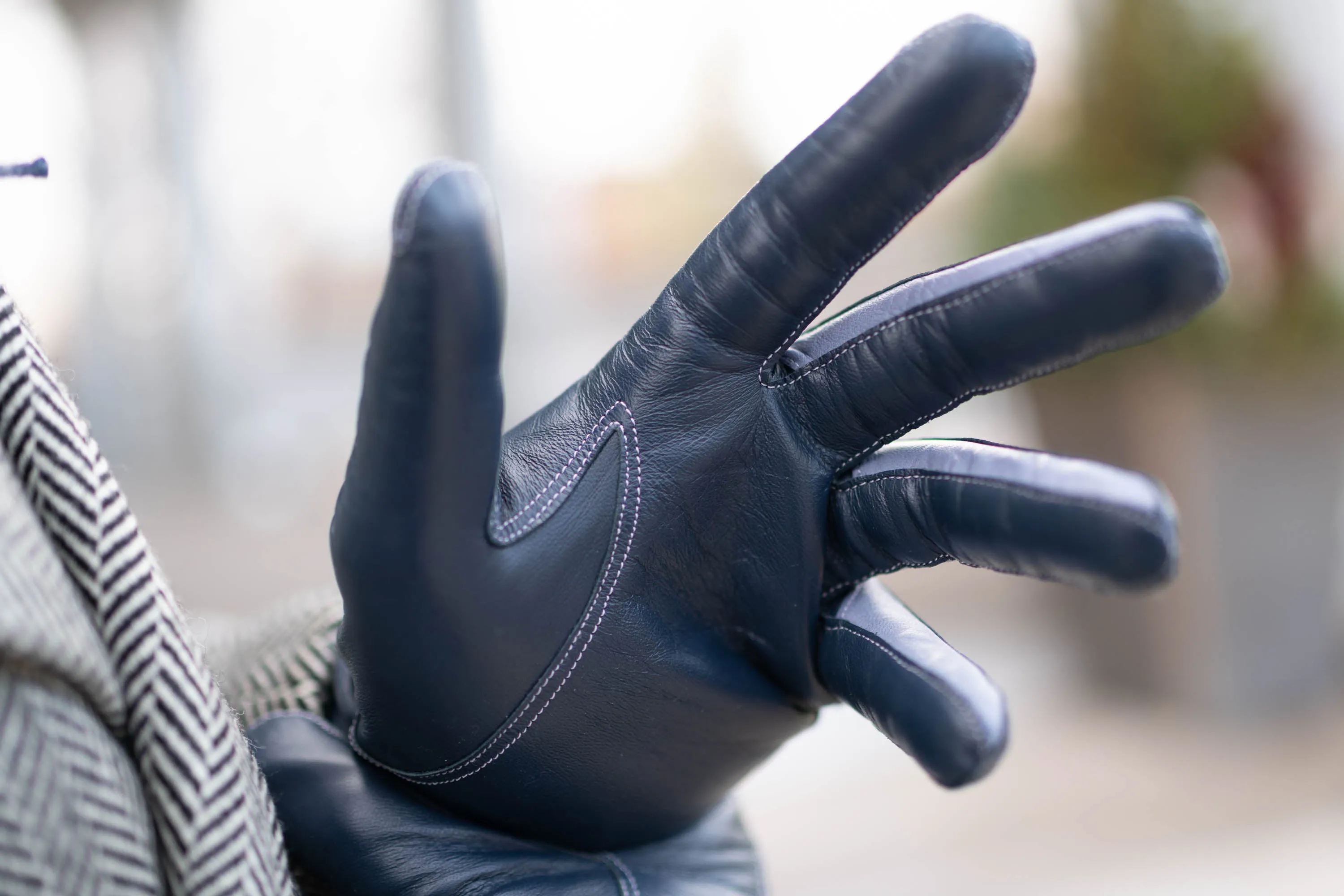 Denim Blue Touchscreen Lamb Nappa Gloves