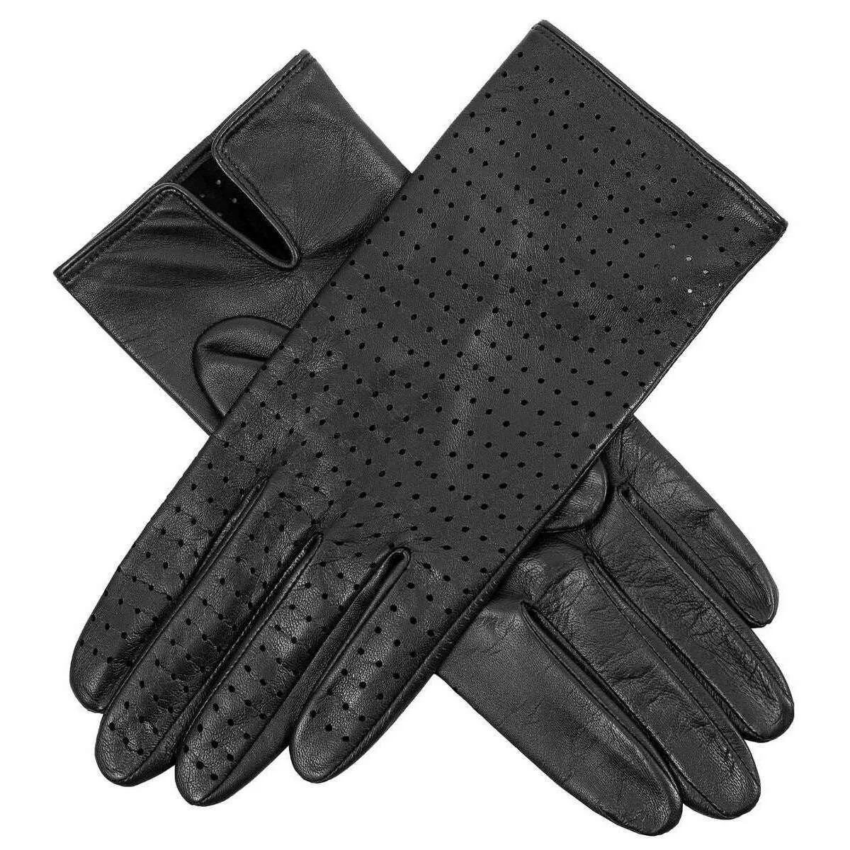 Dents Florence Perforated Leather Gloves - Black