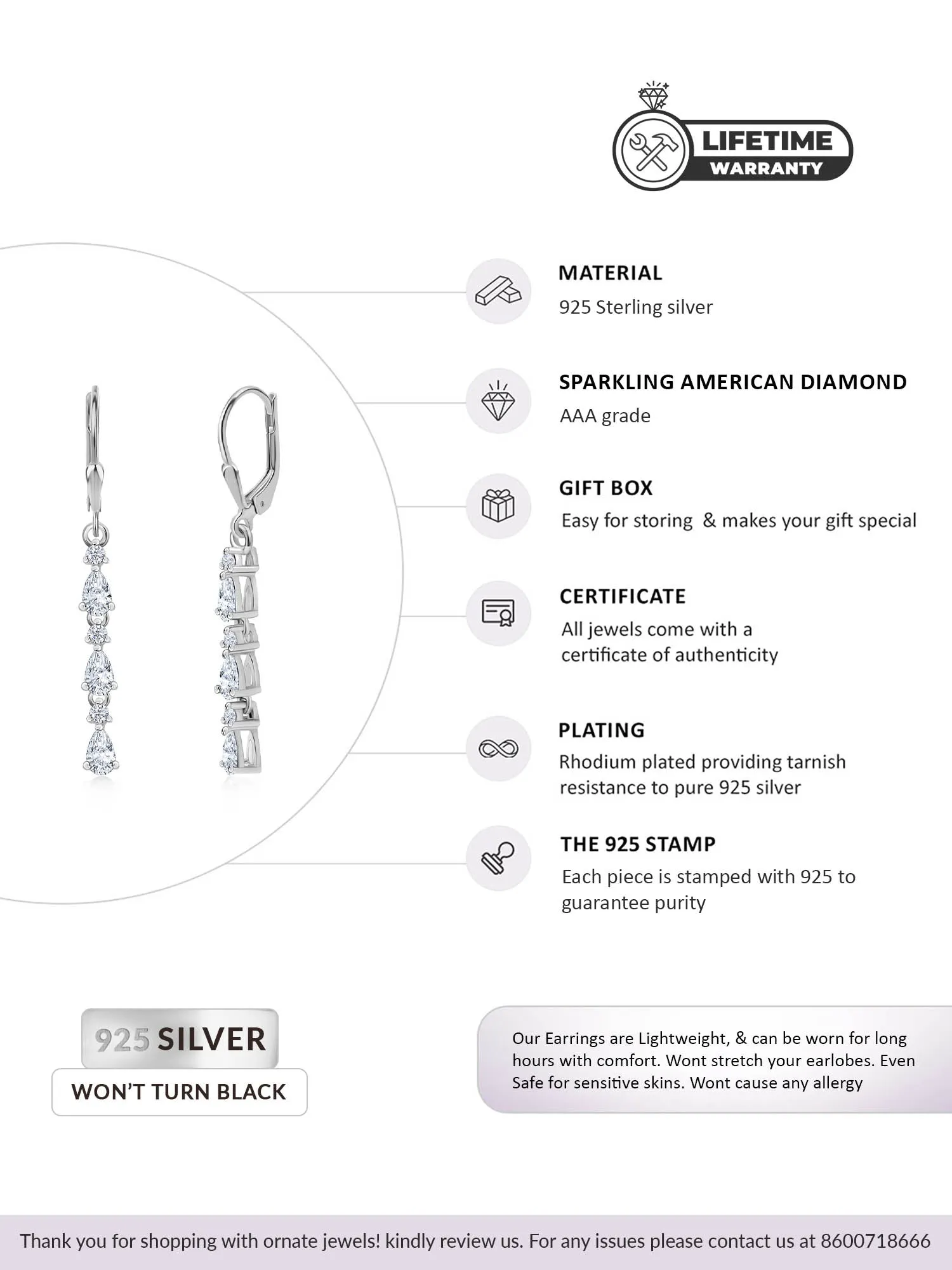 Diamond Look Dangler Earrings For Women