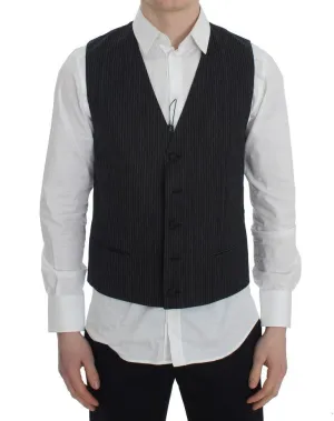 Dolce & Gabbana Elegant Gray Striped Wool Vest