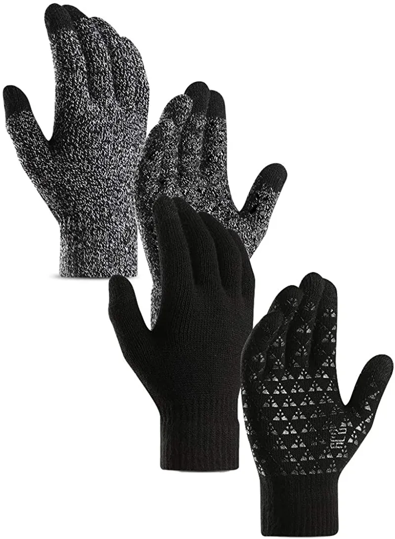 DZRZVD Winter Warm Touchscreen Gloves for Women Men Knit Wool Lined Texting