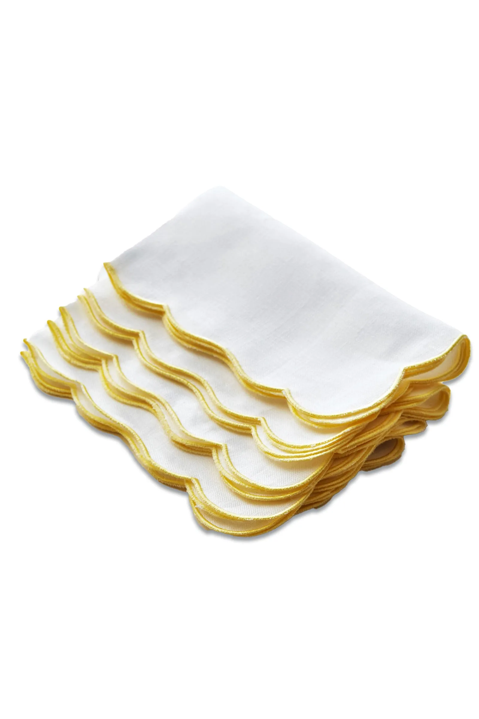 Embroidered Yellow Scallop Napkin