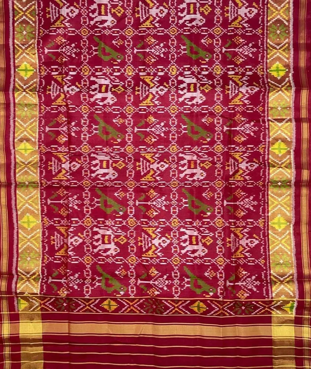 Exquisite Red Patola Handloom Silk Ikat Dupatta: A Timeless Masterpiece