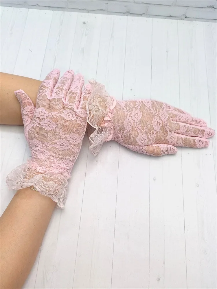 Fancydresswale  Lace Gloves Women Elegant Gloves Bridal Lace Gloves Floral Pattern Lace Gloves for Wedding Dress Evening Dress