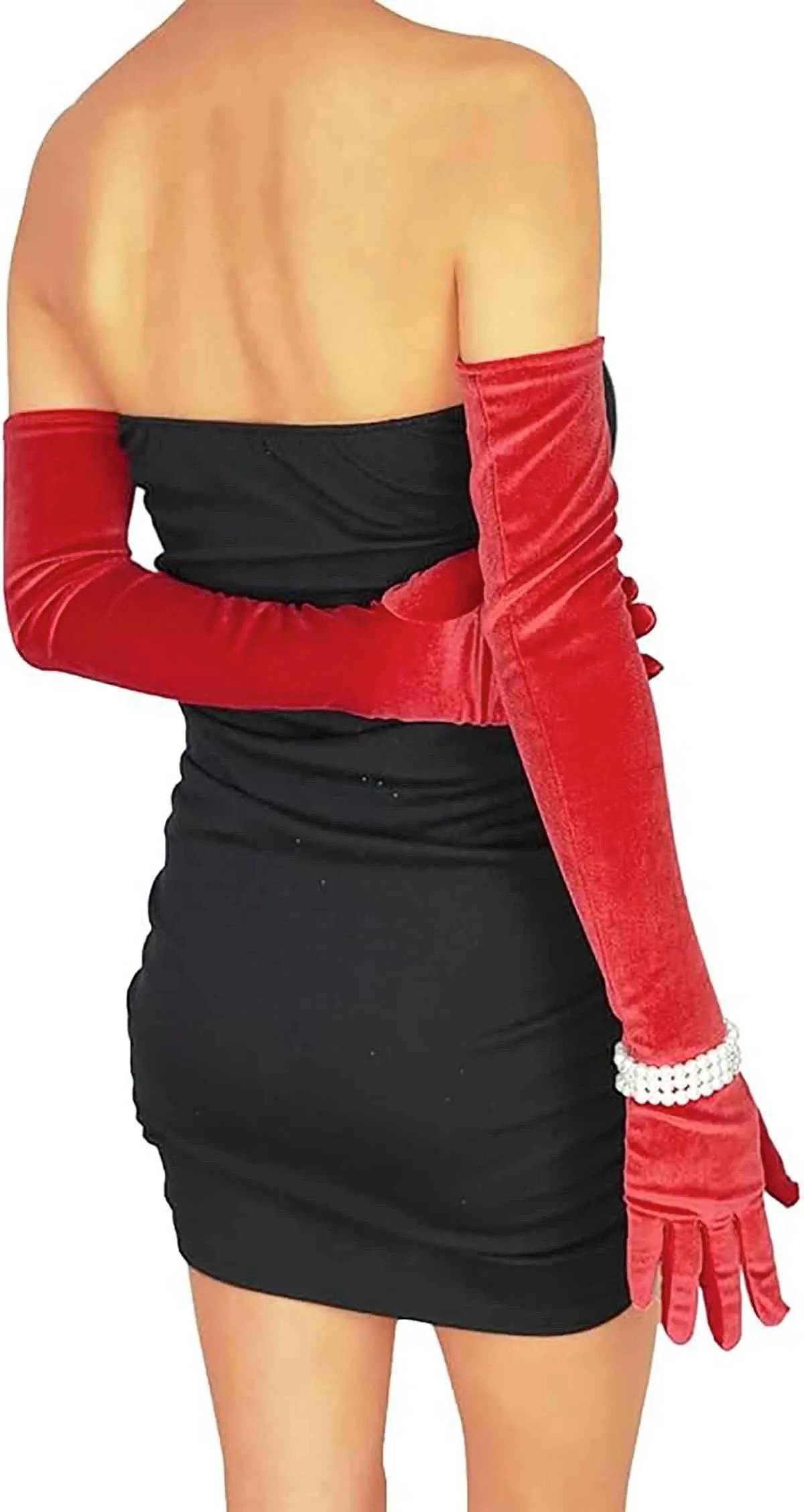 Fancydresswale Long Velvet Elbow-Length Gloves for Women – Opera-Style Satin Gloves, Black Bridal Gloves for Weddings, Flapper Party & Evening Wear Accessories