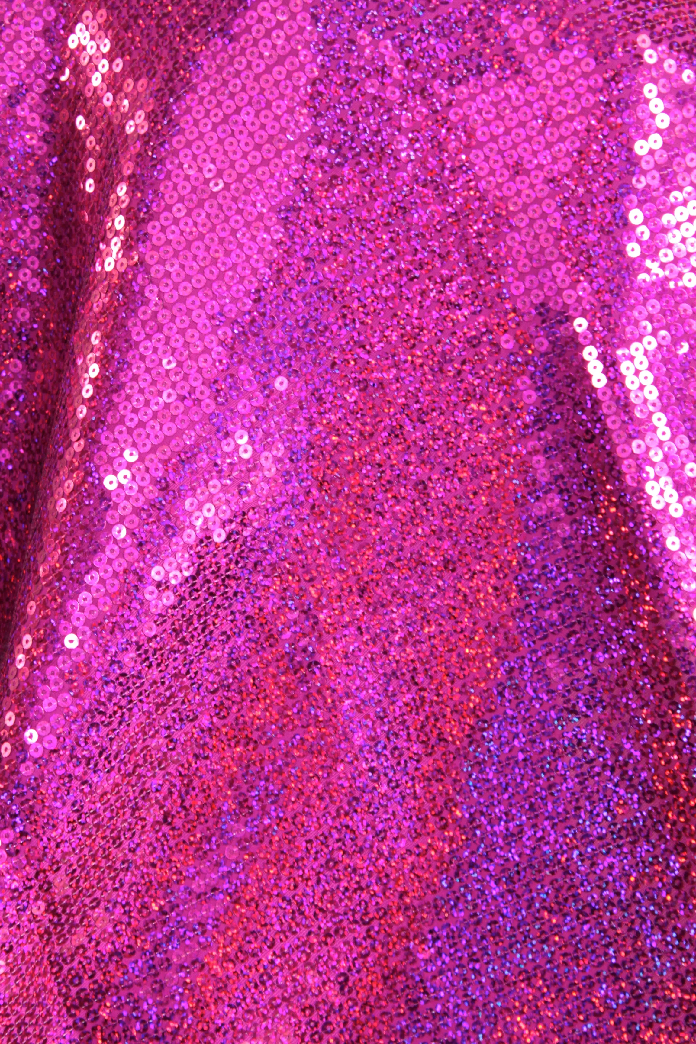 Fuchsia Sequined Poly/Spandex Fabric Sample