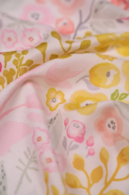 Garden Inspired Multicolor Soft Light Tone Pattern Printed Muslin Fabric