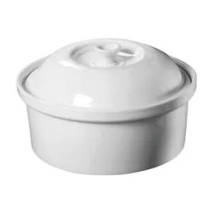 Genware White Round Casserole Dish