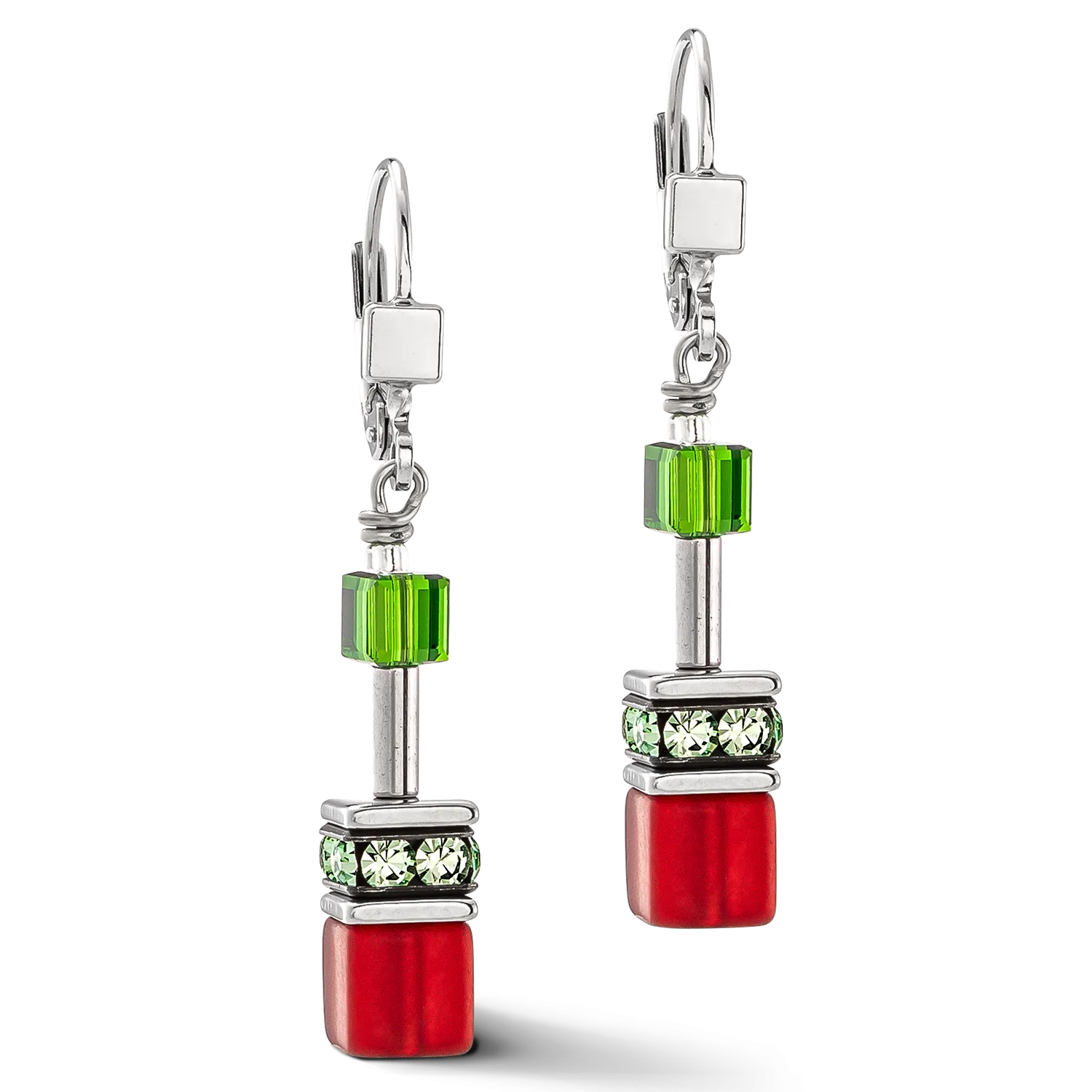 GeoCUBE® Iconic earrings red-green