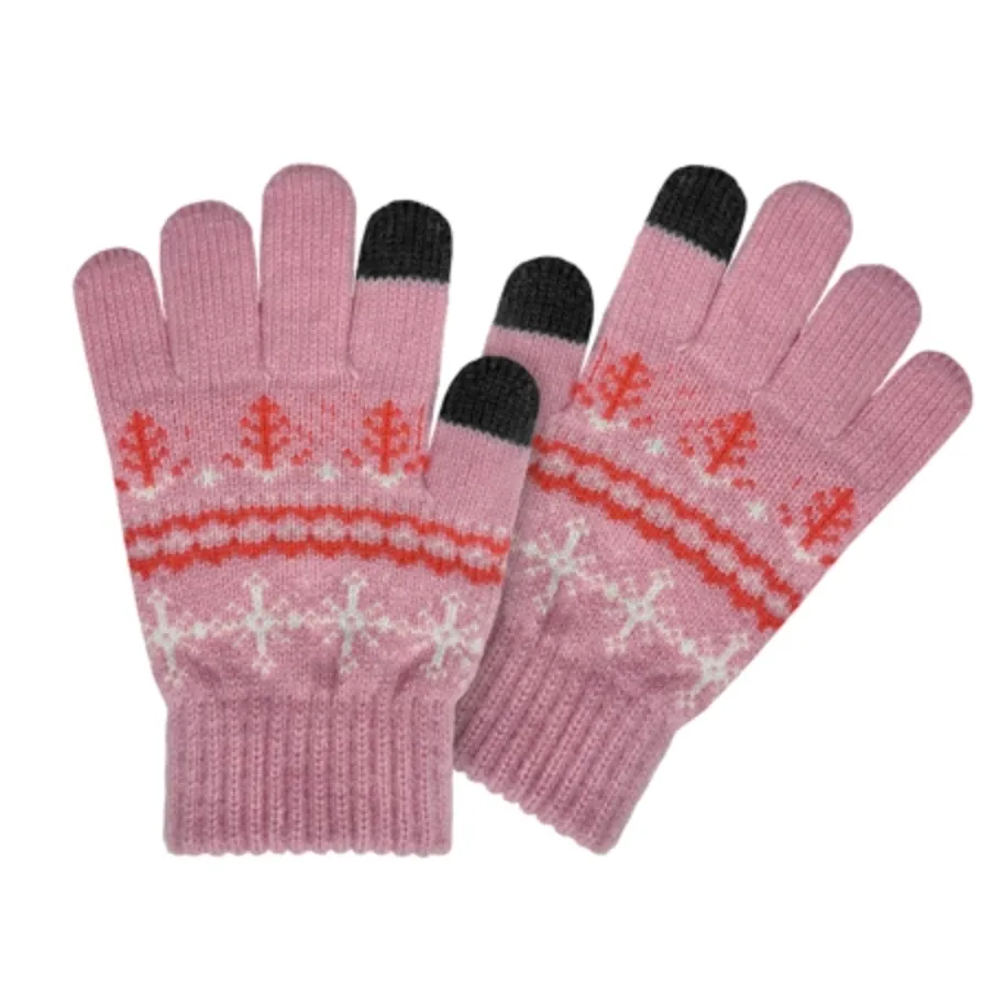 Girls Snowflake Touchscreen Stretch Gloves