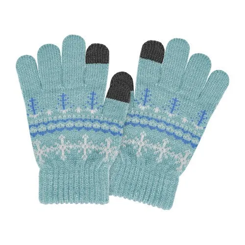 Girls Snowflake Touchscreen Stretch Gloves