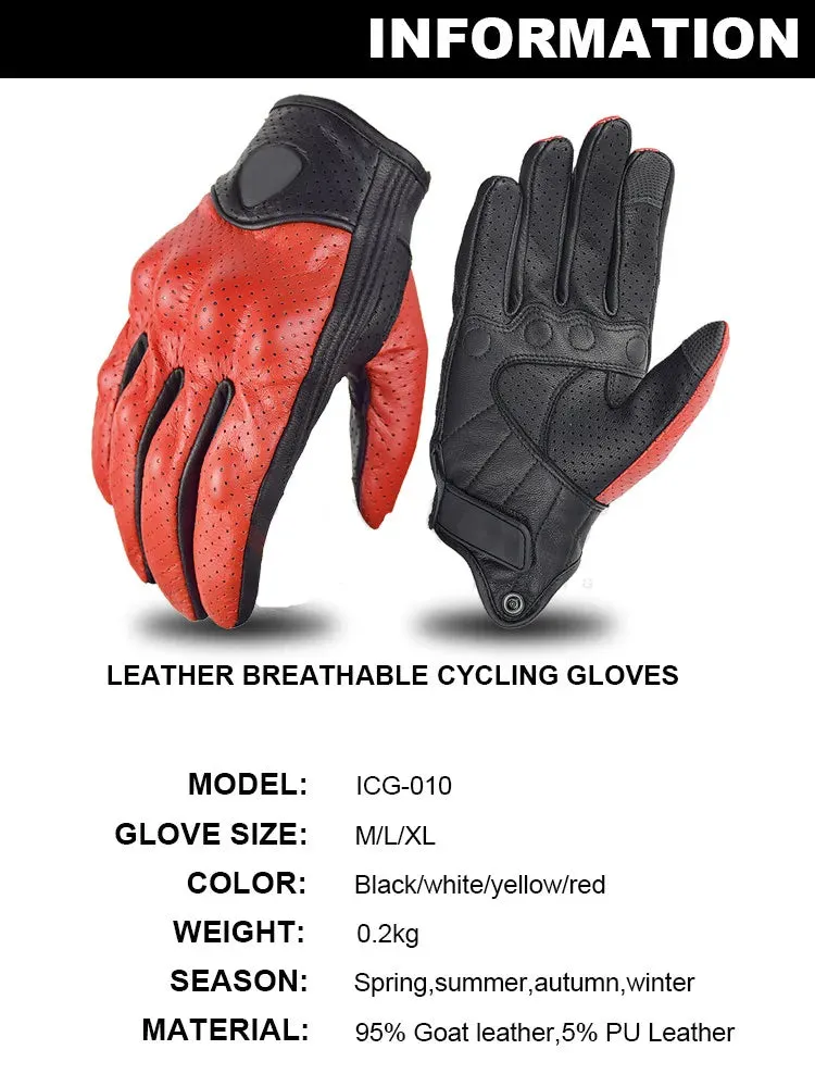 Goat Skin Leather Unisex Motorcycle Gloves