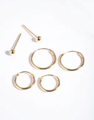 Gold Plated Sterling Silver Stud & Hoop Pack Earring