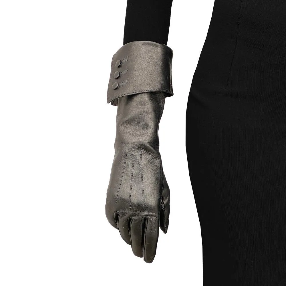 Gwyneth - Women's Silk Lined Leather Button Gloves