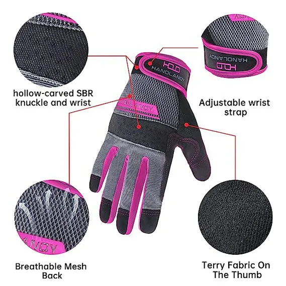 Handlandy Men Women Mechanic Working Gloves Spandex Touch Screen 6035