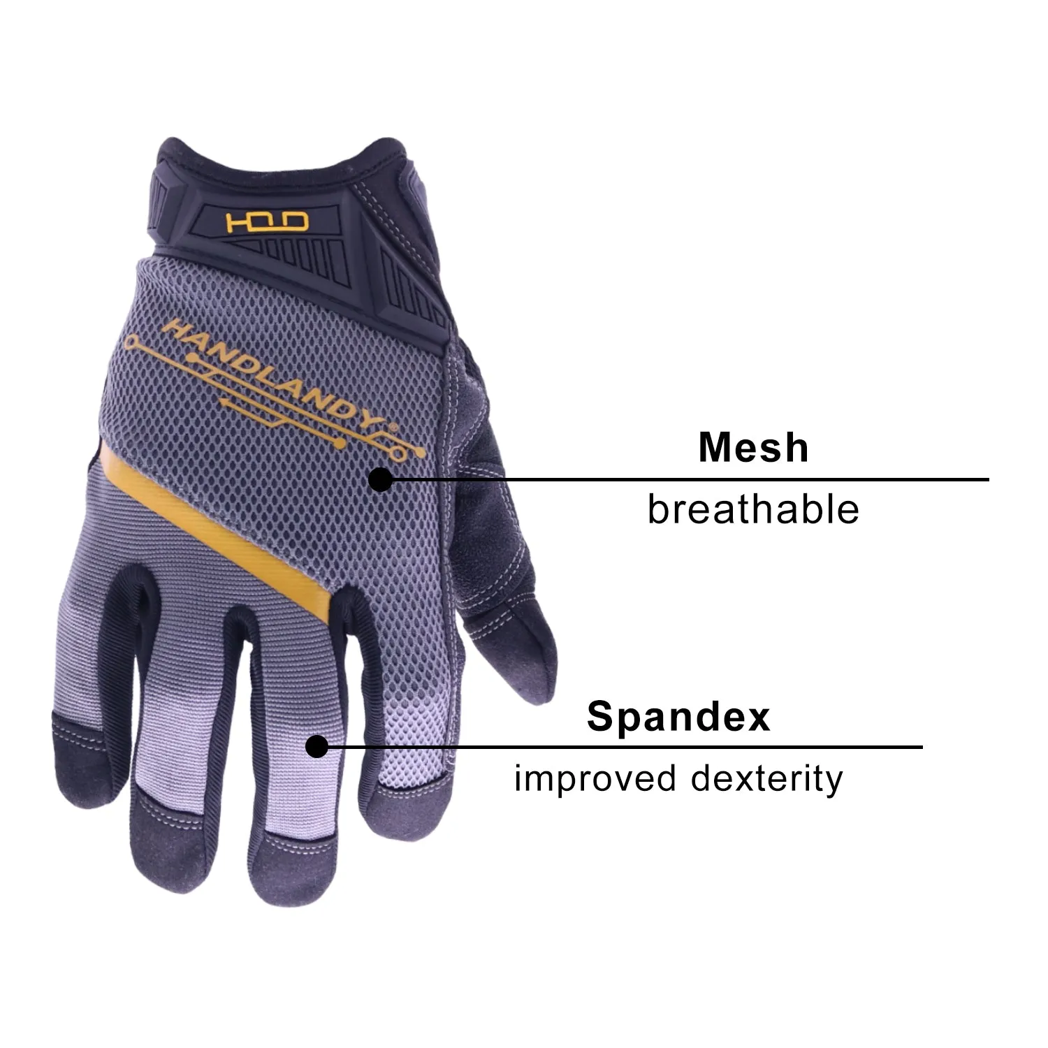 Handlandy Wholesale Mens Mechanic Working Gloves Touch Screen Tip Outdoor 6082 (36/72/120 Pairs)