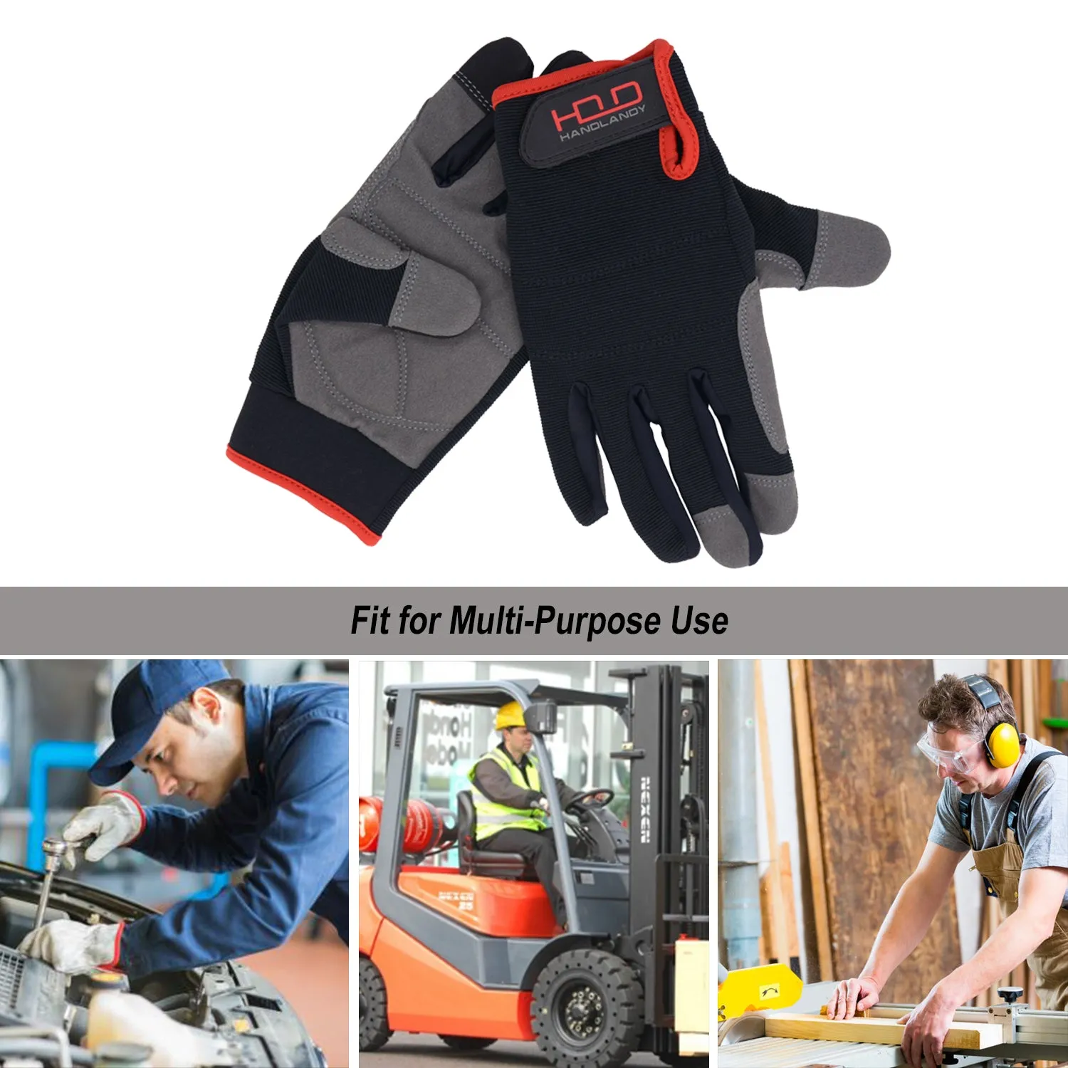 Handlandy Wholesale Mens Work Gloves Synthetic Leather Utility Light Duty 5972BLBK (36/72/120 Pairs)