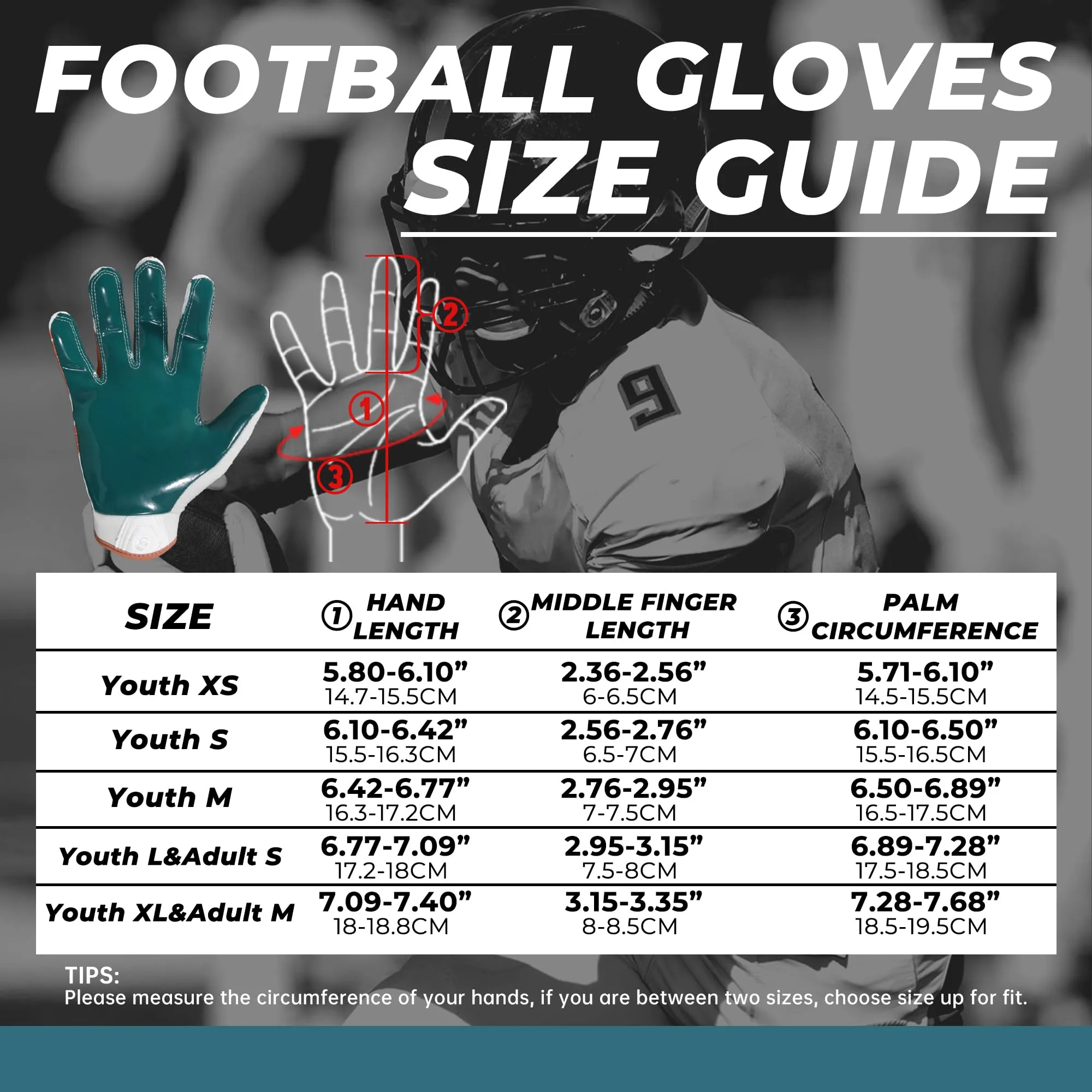 HANDLANDY Youth Football Gloves for Boys Girls, Sticky Wide Receiver Gloves for Kids, Junior Flag Football Gloves  S784