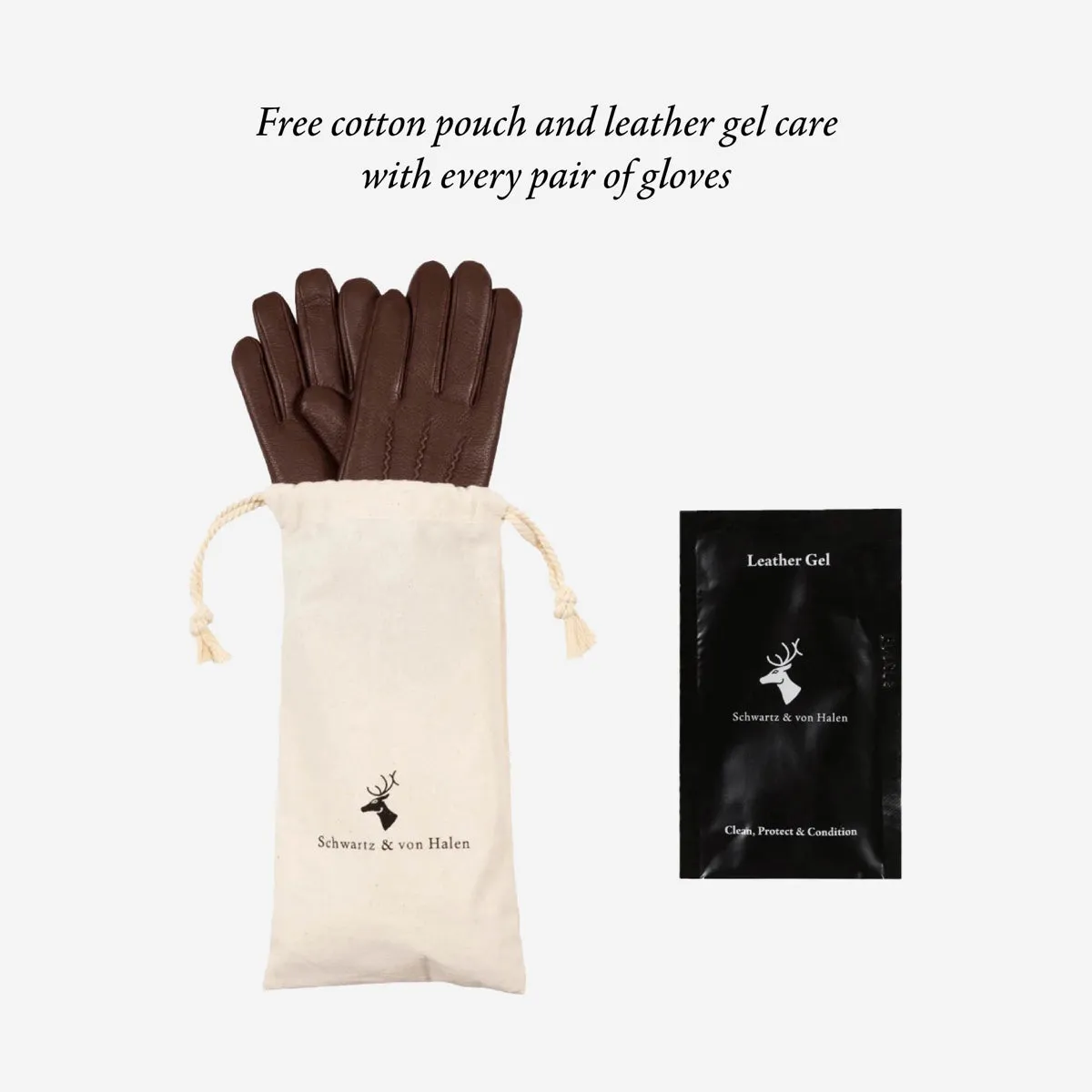 Ivy (brown) - sheepskin leather gloves with wool/cashmere lining & touchscreen feature