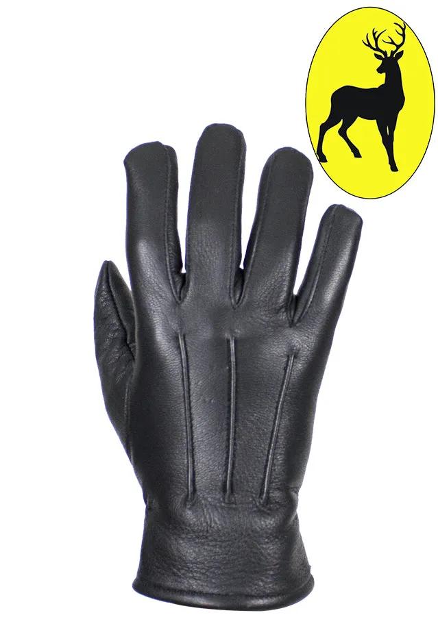 Ladies Deer Skin Leather Gloves - Black