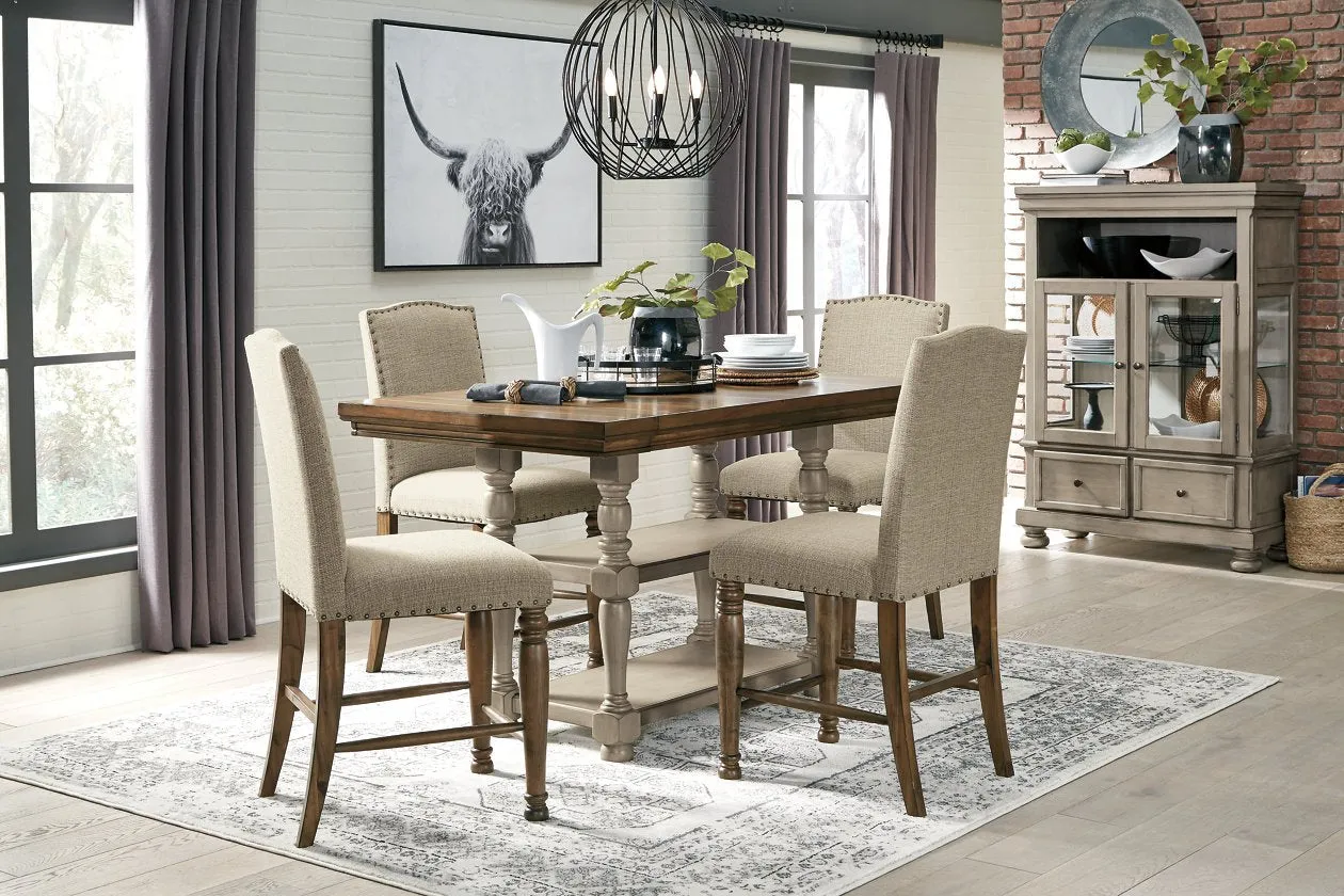 Lettner Gray/Brown Counter Height Dining Extension Table