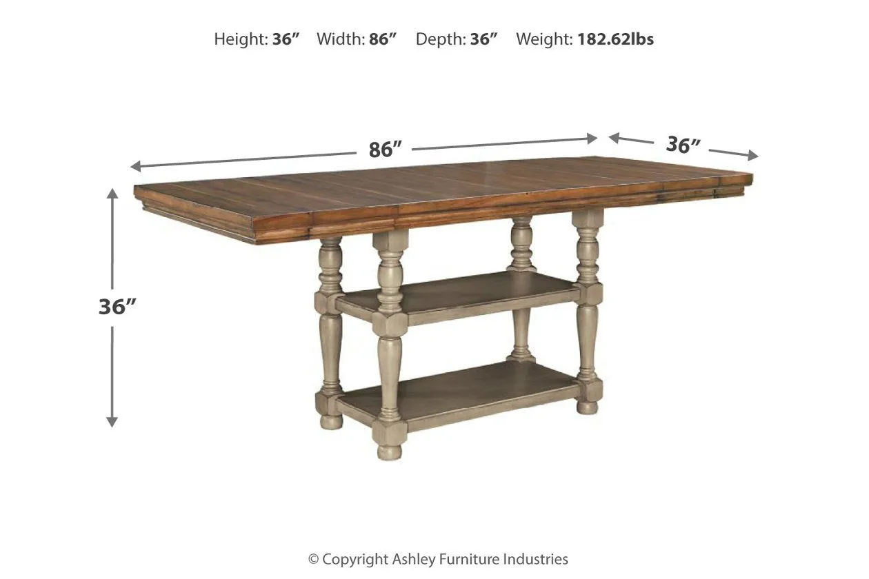 Lettner Gray/Brown Counter Height Dining Extension Table