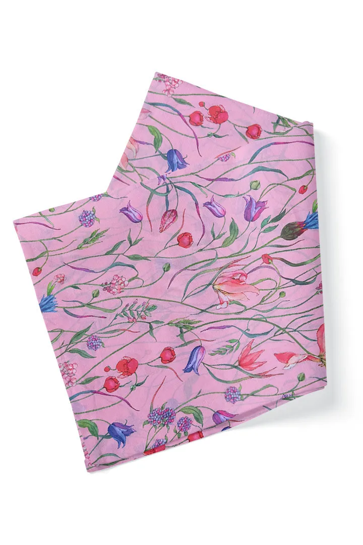 Light Pink Botanical Printed Muslin Fabric