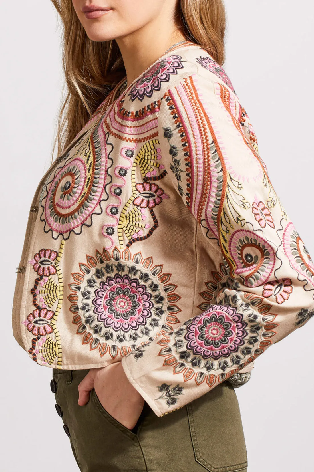 Lined Embroidered Crop Jacket