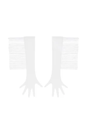 Long Mesh Gloves With Fringe (White)