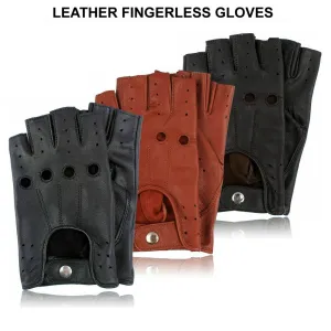 Men Leather Fingerless Driving Glove