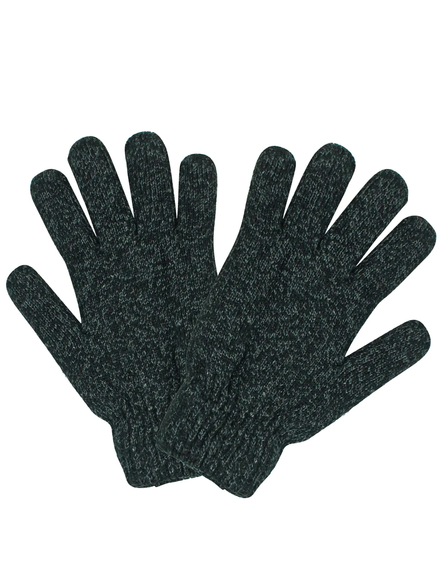 Mens 2 Pack Black & Gray Heavy Knit Winter Gloves