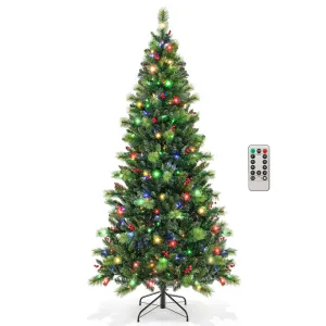 modern 7FT Pre-Lit Artificial Christmas Tree 9 Lighting Modes with 400 LED Lights & Timer 7' 7'