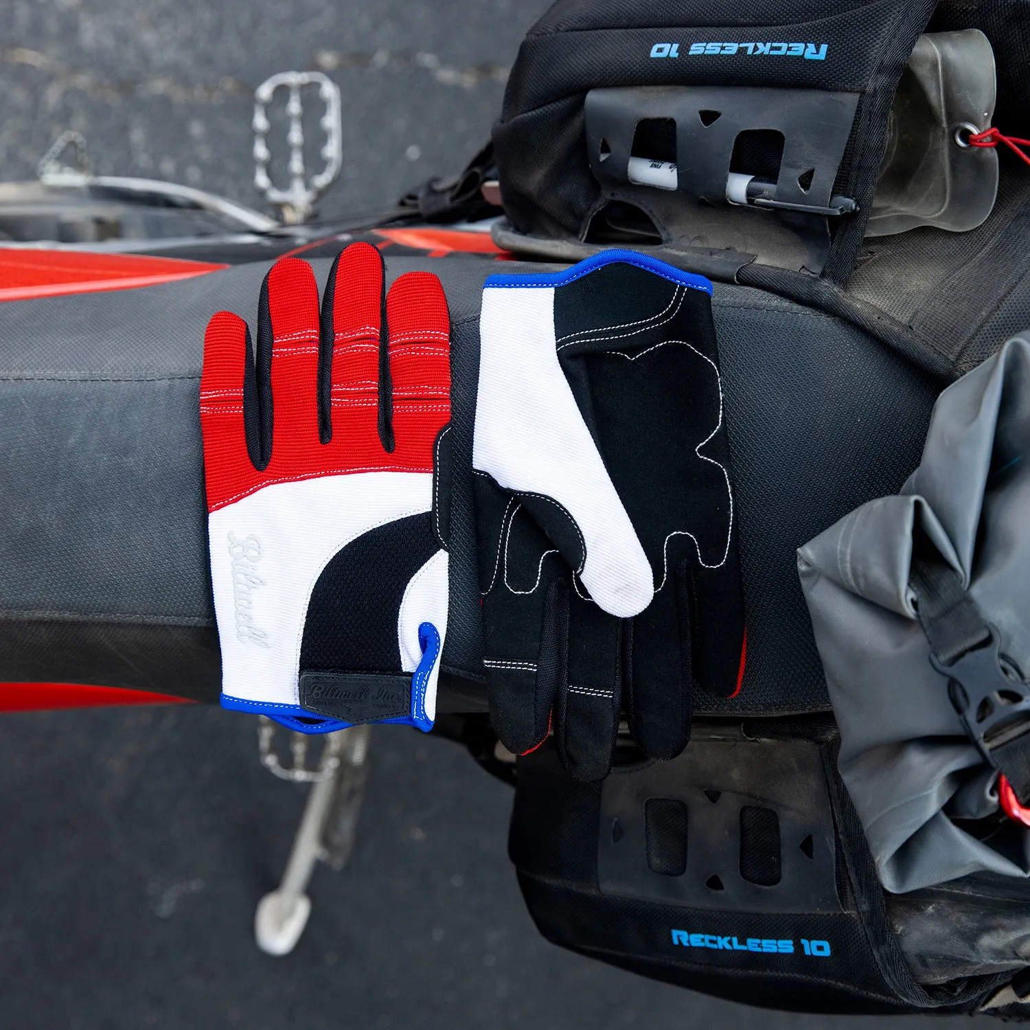 Moto Gloves - Red/White/Blue