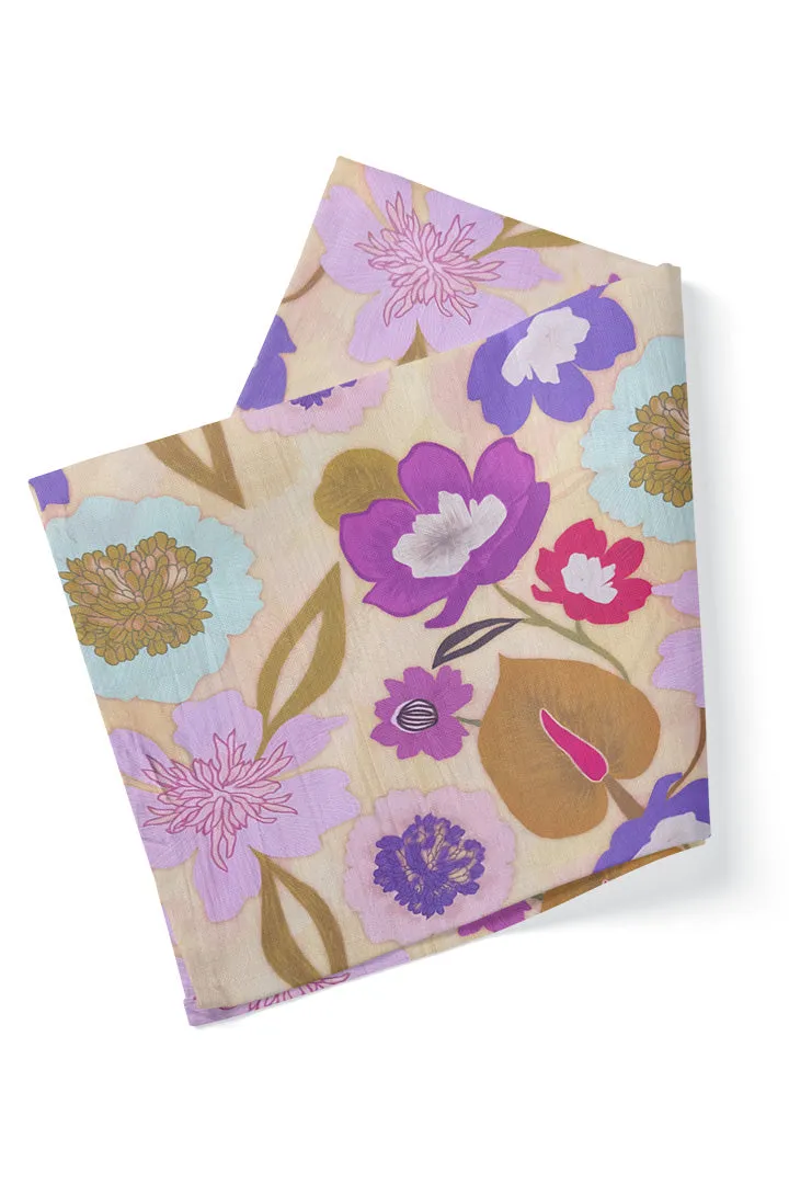 Multicolor Floral Printed Liva Bemberg Satin Fabric